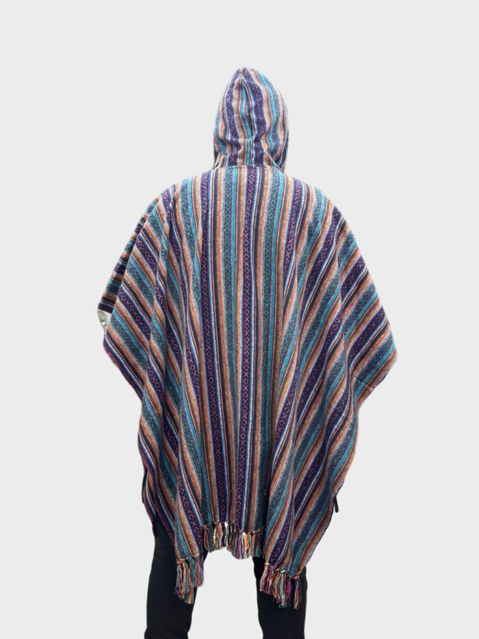 Bohemian Hooded Rainbow Stripe Poncho