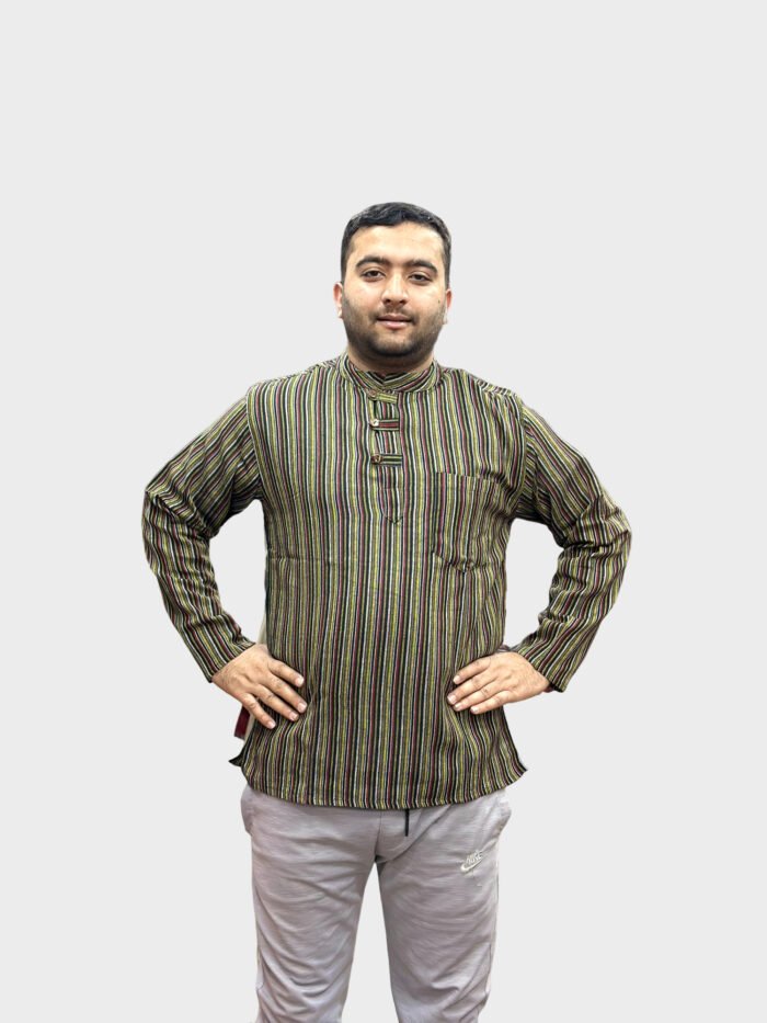 Stripe army tone full sleeve cotton shirts