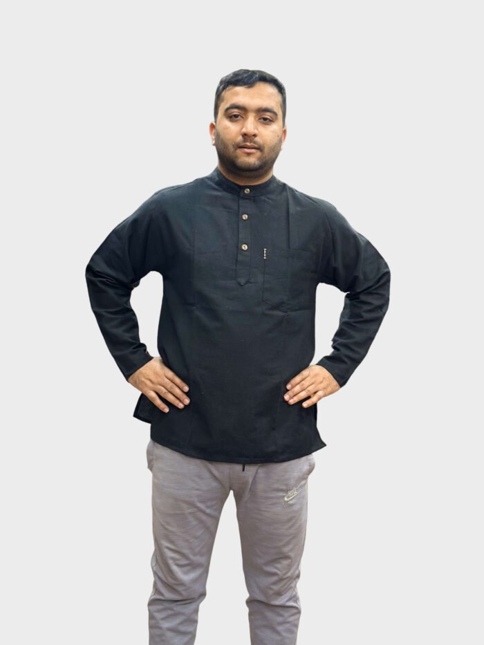 Plain black full sleeve men shirt