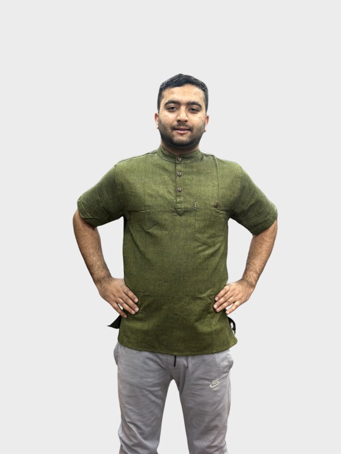 Plain half sleeve army tone cotton shirts