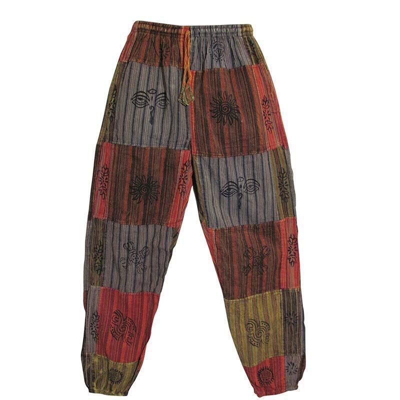 Coffee tone boho Patchwork hippie Pants